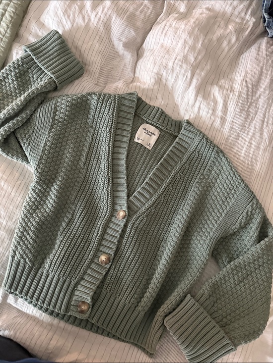 Abercrombie & Fitch Sweaters - Abercrombie & Fitch Sage Green Textured Knit Button Cardigan
